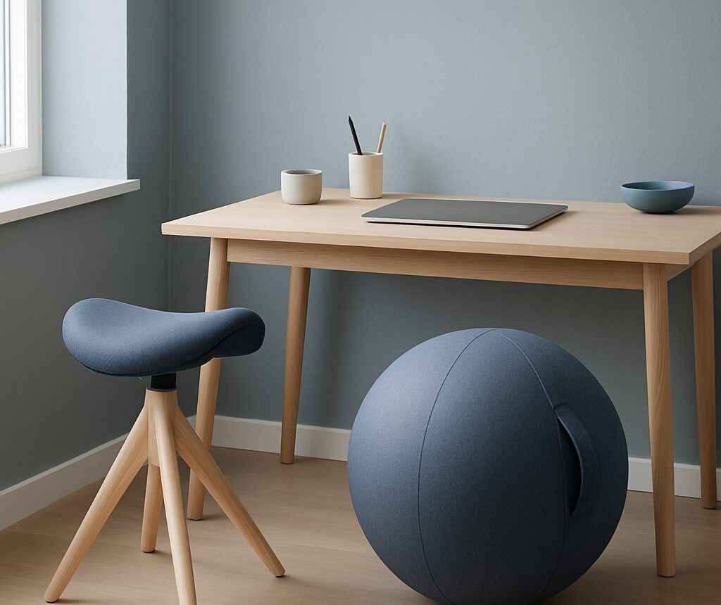 Alternatives à la chaise de bureau : ballon, tabouret selle, assis-genoux